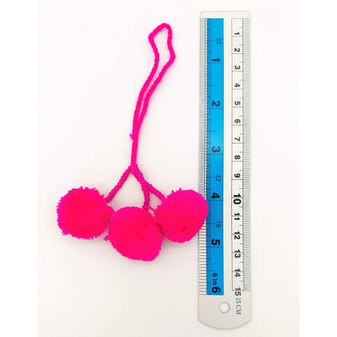 Fuchsia Pink Beaded Pom-Pom Tassels Latkan, Pompom Decorations, Pom poms